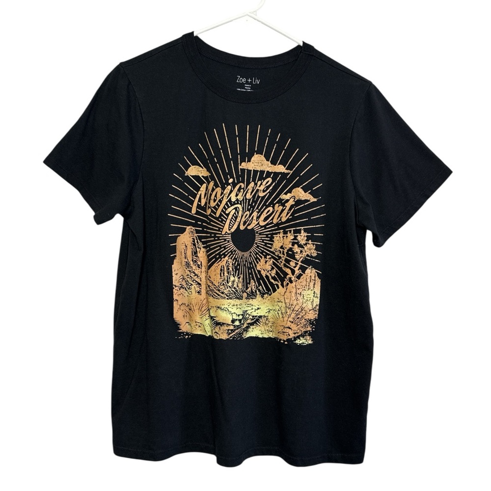 Zoe + Liv Mojave Desert Women's Black T-Shirt Large